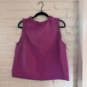 Boden Purple Ruffle-Trim Sleeveless Cotton Gauze Top